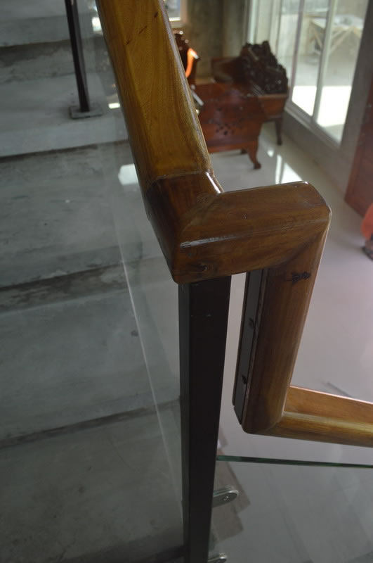 Glass Stair Railing in Metal Frame